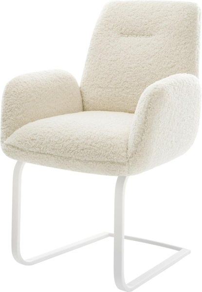 Freischwinger Zoa-Flex Teddystoff Beige Freischwinger flach Weiß Taschenfederkern