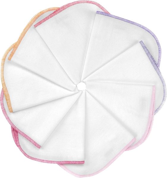 Makian Molton Baby Waschlappen Set mit Schlaufe, 30x30 cm - 9 Stück Moltontücher aus 100% Baumwolle, schadstoffgeprüft nach Öko-Tex Standard 100 - Weiß mit buntem Rand (Rosa Pink)