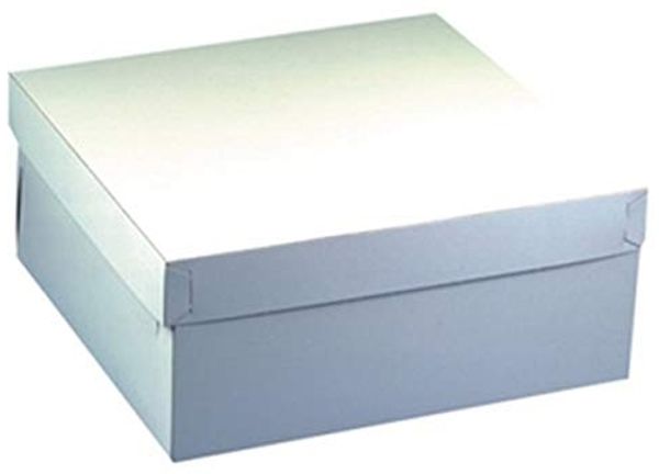 10 Tortenkartons, mit Deckel, Pappe eckig 30 cm x 30 cm x 10 cm weiss