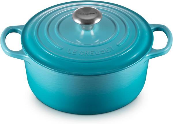 Le Creuset Signature Gusseisen-Bräter mit Deckel, Für alle Herdarten und Induktion geeignet, Rund, Karibik, 24,0 cm, 4.2