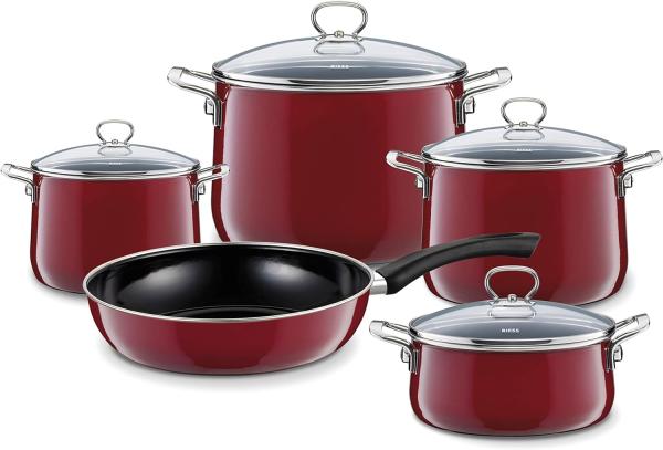 Riess rosso Topf 4 L Burgunderroter Emaille-Topf mit Deckel Bild 2