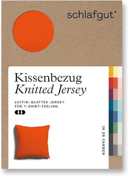 Schlafgut Knitted Jersey Bettwäsche | Kissenbezug einzeln 40x40 cm | red-mid