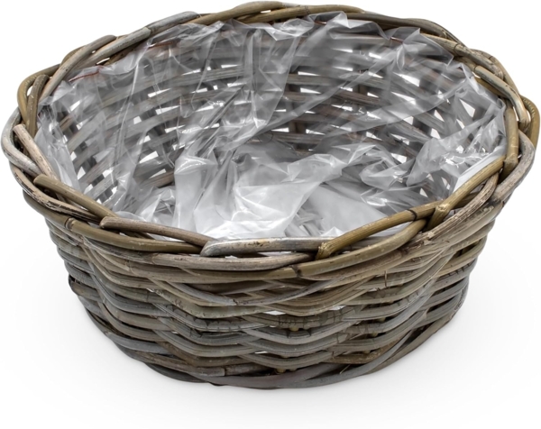 Spetebo Pflanzschale Geflochtener Weide Pflanzkorb natur - 30 cm (Anzahl, 1 St, 1), direkt bepflanzbar dank eingearbeiteter Folie