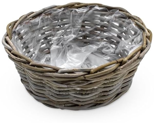 Spetebo Pflanzschale Geflochtener Weide Pflanzkorb natur - 30 cm (Anzahl, 1 St, 1), direkt bepflanzbar dank eingearbeiteter Folie