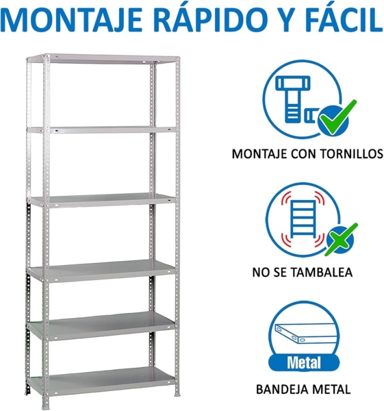 Simonrack Schwerlastregal, Lagerregal, 200 x 80 x 30 Metallregal, Kellerregal, Biegestelle 100 kg, 6 Fachböden, Galvanisiert - Comfort Bild 5