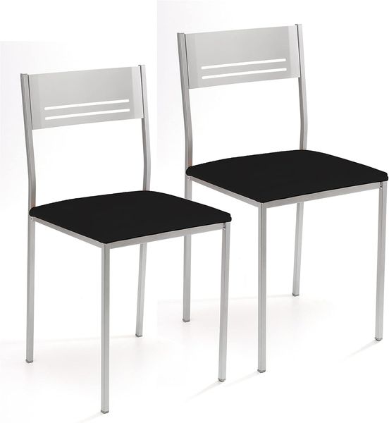 ASTIMESA Zwei Küchenstühle aus Metall, quadratisch, Kunstleder, Schwarz