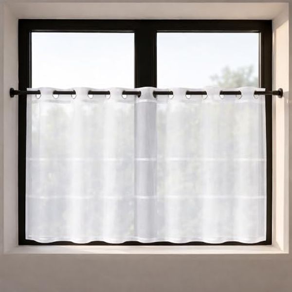 Happy Home Scheibengardine HARLOTTA, Ösen (1 St), transparent, HxB: 53x140, Webware "Made in Germany"