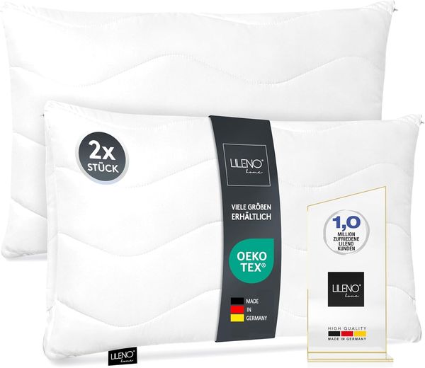 LILENO HOME Kopfkissen 30x50 (2er Set) – 95 °C waschbar, Oeko-Tex & Made in DE – Allergiker Kissen 30x50 für himmlischen Schlaf – Haut schmeichelndes & geruchsfreies Pillow