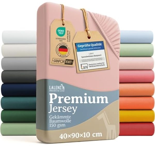 Laleni 2er-Set Premium Spannbettlaken Stubenwagen 40x90 cm - Oeko-Tex Zertifiziert, 100% Baumwolle, atmungsaktives Spannbetttuch Jersey Baby, 150 g/m², Rosa