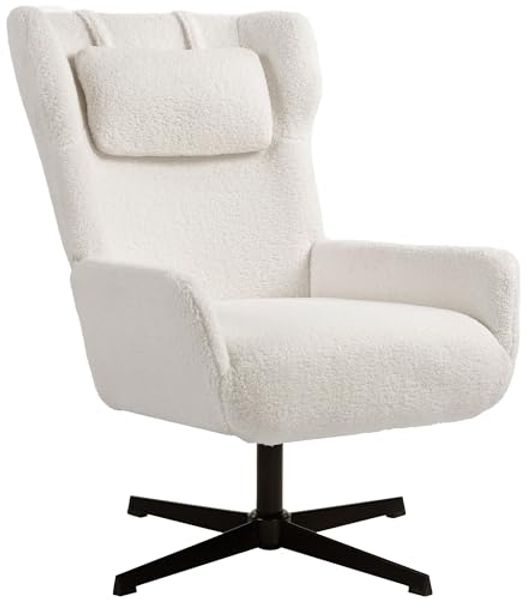 HOMCOM Relaxsessel Wohnzimmer Sessel mit hoher Rückenlehne (Akzentstuhl, 1-St, Loungesessel), Polstersessel für Schlafzimmer, Cremeweiß