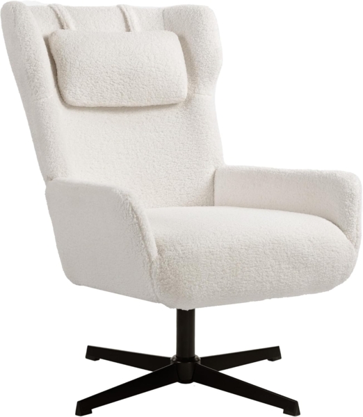 HOMCOM Relaxsessel Wohnzimmer Sessel mit hoher Rückenlehne (Akzentstuhl, 1-St, Loungesessel), Polstersessel für Schlafzimmer, Cremeweiß