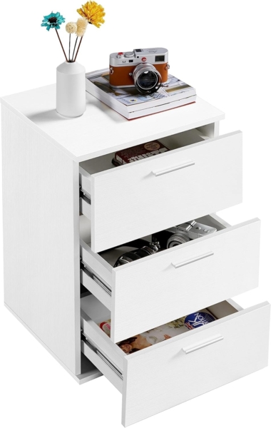 Yaheetech Nachttisch Nachtschrank mit 3 Schublden Boxspringbett Nachtkommode Nachtkonsole Couchtish für Schlafzimmer/Wohnzimmer 35 x 40 x 60 cm, Weiß Bild 7