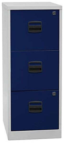 Hängeregistraturschrank PFA, 3 HR-Schubladen, Farbe Korpus lichtgrau, Fronten oxfordblau