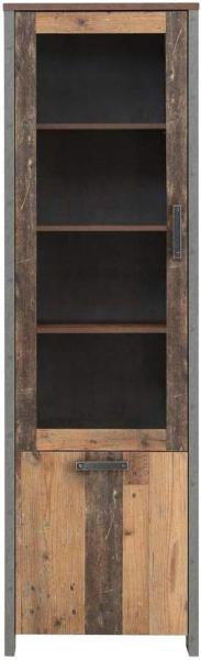 FORTE Clif Vitrine, Holzwerkstoff, Grau/Braun, 62 x 204,7 x 41,6 cm