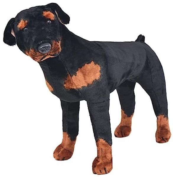 vidaXL Plüschtier Hund Rottweiler Stehend Plüsch Schwarz und Braun XXL 91330