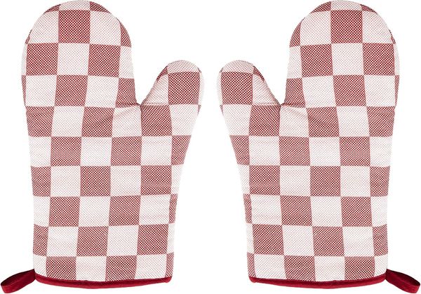 HIT Trading Topfhandschuhe TOPFHANDSCHUHE 1 Paar Karo aus 100% Baumwolle Ofenhandschuh 62 (Rot), Grillhandschuh Küchenhandschuh