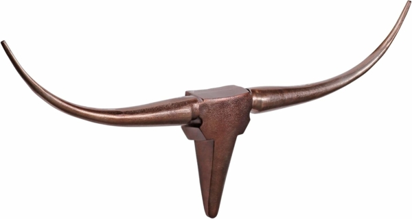 FineBuy Deko Geweih Bull M FB37860 Bronze 100 cm Aluminium Design Hörner, Wanddekoration Stierkopf Horn Modern, Wandskulptur Geweih-Jagdtrophäe Metall, Longhorn Wandschmuck Groß