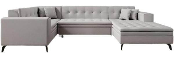 Designer Sofa Neola mit Schlaffunktion Stoff Beige Rechts