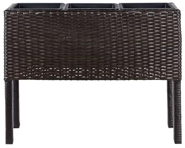 Blumentopf mit Beinen CARAGANA PE Rattan 77 cm Dunkelbraun