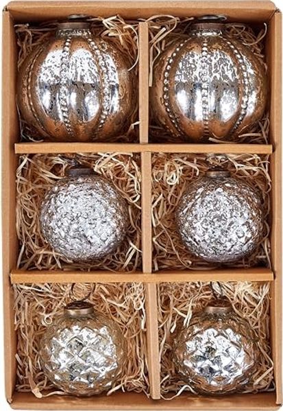 Weihnachtskugel 6er Set ARGENTIN Glas Silber