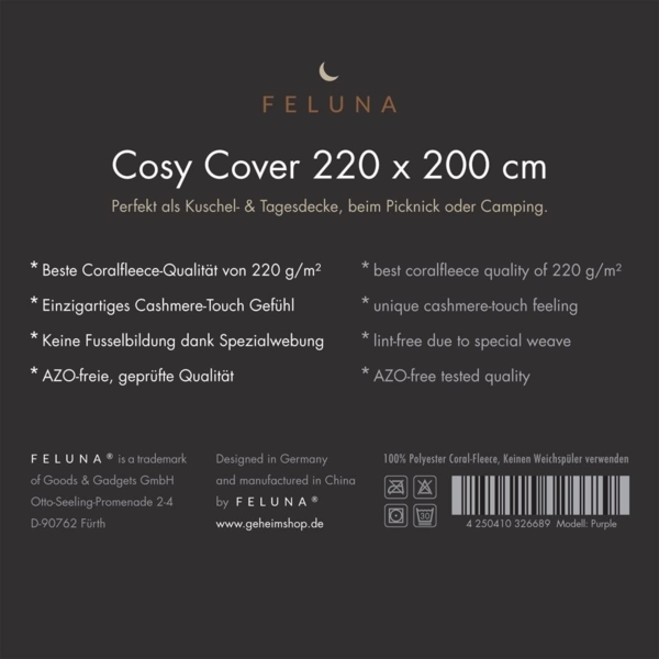 Wohndecke FELUNA Coral Fleece Kuscheldecke XXL – Superweicher Cashmere-Touch, Feluna, Tagesdecke Kaschmir-Touch 220 x 200 cm Bild 8
