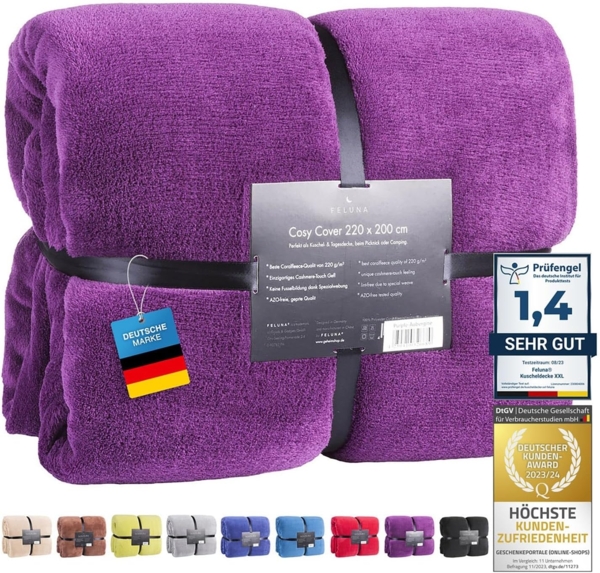 Wohndecke FELUNA Coral Fleece Kuscheldecke XXL – Superweicher Cashmere-Touch, Feluna, Tagesdecke Kaschmir-Touch 220 x 200 cm