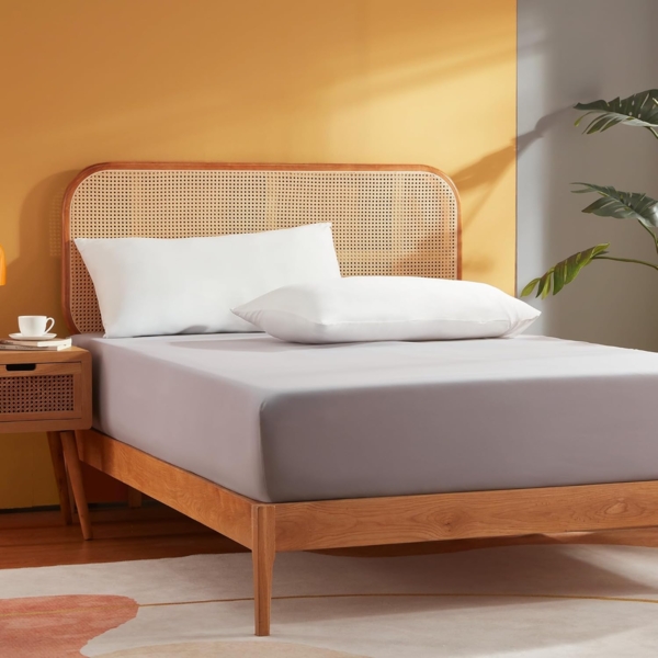 Sonive spannbettlaken 160x200 cm, Polyester Bettlaken 30cm Extra Tiefe Taschenlaken Spannbetttuch Weiches Betttuch, Oeko-TEX Standard 100, Hellgrau