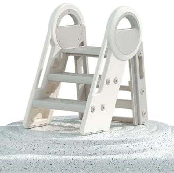 habeig Tritthocker Klappbarer Kindertritt 2-3 Stufen 65 cm Höhe bis 75 kg Kinderleiter, 2-3 Trittstufen einstellbar
