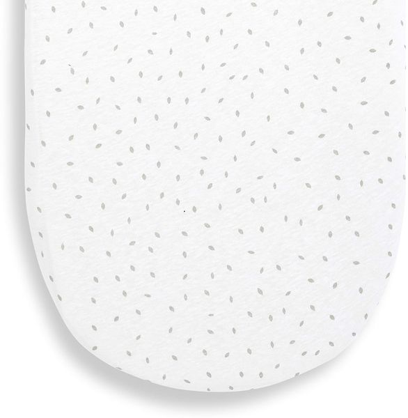 The Little Green Sheep Moses Basket Fitted Sheet, Organic Linen & Cotton Blend Sheet fits Most Moses Baskets 30x70 cm to 35x75 cm, White with Rice Print