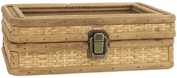 Schmuckschatulle Schmuckkästchen Kästchen Rattan Glas 6 Fächer Laursen 7118-14