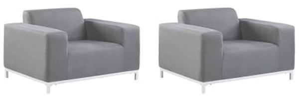 Gartensessel 2er Set ROVIGO Stoff Grau