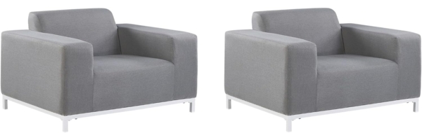 Gartensessel 2er Set ROVIGO Stoff Grau