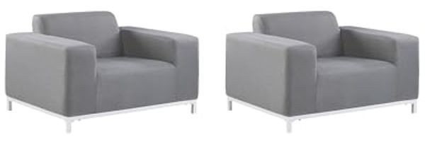 Gartensessel 2er Set ROVIGO Stoff Grau