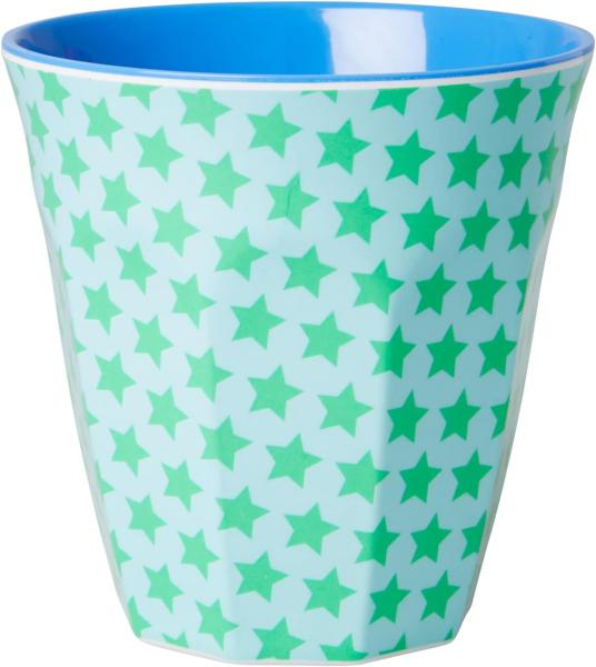 Rice Melamin Becher Green and Turquoise Star Two Tone Medium