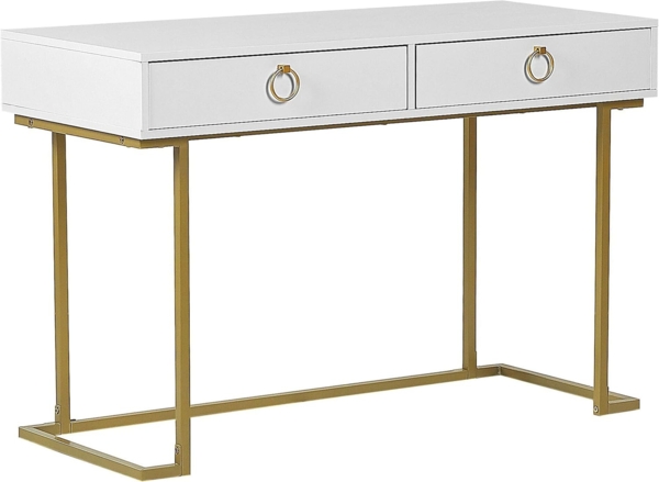 Konsolentisch weiß / gold 2 Schubladen WESTPORT