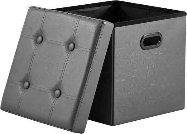 Zedelmaier Sitzhocker Sitzwürfel mit Stauraum Fußbank Truhen Aufbewahrungsbox faltbar belastbar bis 300 kg, Deckel abnehmbar, 38 x 38 x 38 cm