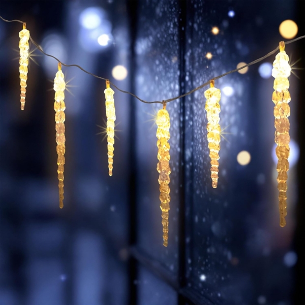 Spetebo LED-Lichterkette LED Eiszapfen Lichterkette für Außen, 20-flammig, mit Timer und 8 Leuchtfunktionen