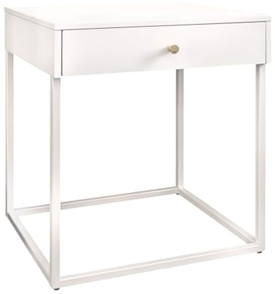 riess-ambiente Nachttisch SLIM LINE 50cm weiß - Metall, mit Schublade, Industrial Design, eckig (Einzelartikel, 1-St), Beistelltisch mit Stauraum - ideal für Wohn-, Gäste- und Schlafzimmer