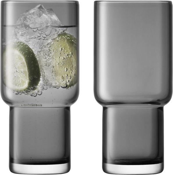 LSA International Utility Highball 390 ml Slate X 2, grau, 8,2 x 8,2 x 15 cm