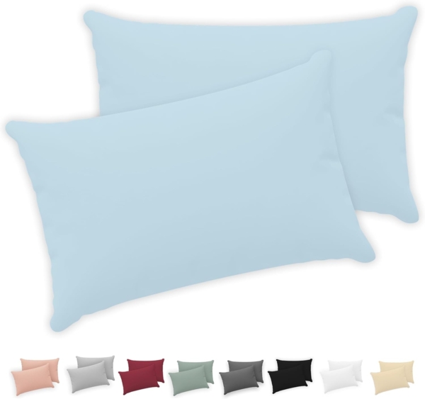 Twinzen® Kissenbezug 50x70 (2er-Set) - 100% Jersey Baumwolle 150 GSM Kissenbezüge - Blau - Für Kissenbezüge 50x70 cm - Kissenhülle - Kissenbezug mit Reißverschluss - Oeko-Tex Zertifiziert