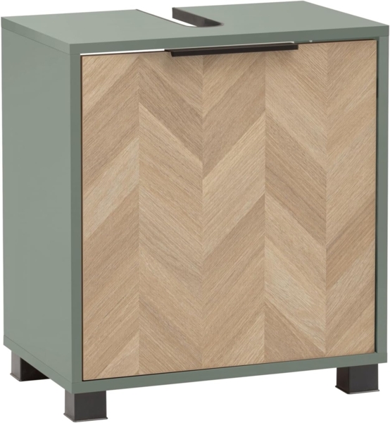 Schildmeyer Waschbeckenunterschrank Piazza 160509, Pistazie/Fischgräten Dekor, 50,3 x 33 x 56 cm