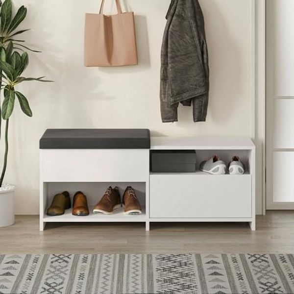 Dmora Schuhschrank 120,3 x 40,5 x 51 cm Weiß 8 Paare, 1 Regal
