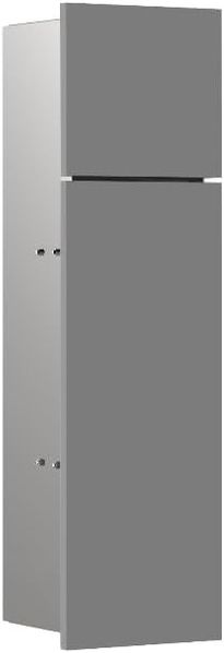 Emco Asis Pure Unterputz-WC-Modul, Badezimmerschrank als Klobürsten- und Toilettenpapierhalter mit extra Fach, Hochschrank mit Push to Open-Funktion und Anschlag Links, grau matt