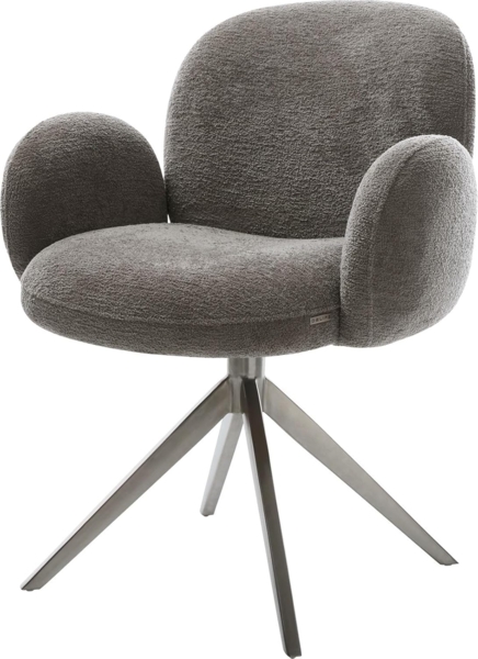 Drehstuhl Nube-Flex mit Armlehnen Bouclé Soft Schlamm Kreuzgestell breit Graphit 360° drehbar Wippfunktion Taschenfederkern
