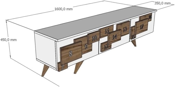 Hanah Home Stylish TV Stand, White & Marble, 160 x 45 x 35 cm | 100% Melamine Coated Particle Board, 18 mm Thick | Modern Design for Living Room & Entertainment Bild 5