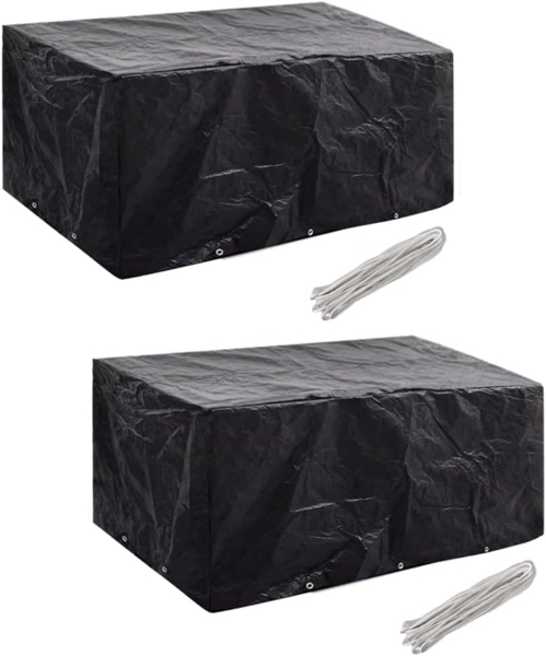 vidaXL Gartenmöbel-Abdeckungen mit 10 Ösen, 2 Stück, Polyethylen schwarz, 140 x 240 x 90 cm