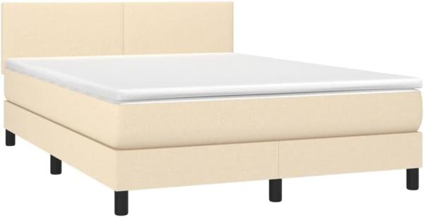 vidaXL Boxspringbett mit Matratze, Stoff, Creme, 140 x 200 cm, H2