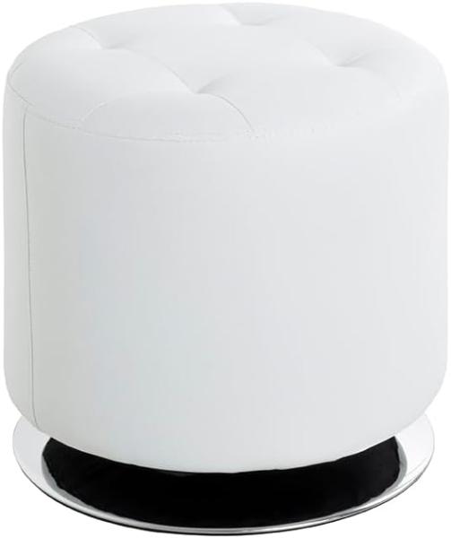HAKU Möbel Hocker, Kunstleder, chrom-weiß, Ø 40 x H 40 cm