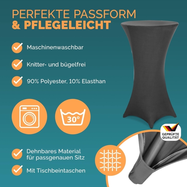 Casaria® Stehtisch mit Husse 70cm Klappbar Grau Rund Holz Metall Pulverbeschichtet Wetterfest Hoch Set Hochzeit Bistrotisch Bartisch Garten Partytisch Bild 9