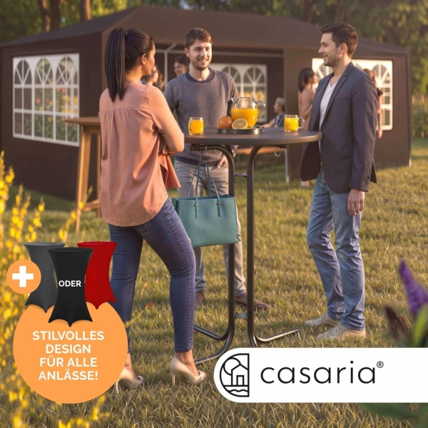 Casaria® Stehtisch mit Husse 70cm Klappbar Grau Rund Holz Metall Pulverbeschichtet Wetterfest Hoch Set Hochzeit Bistrotisch Bartisch Garten Partytisch Bild 7